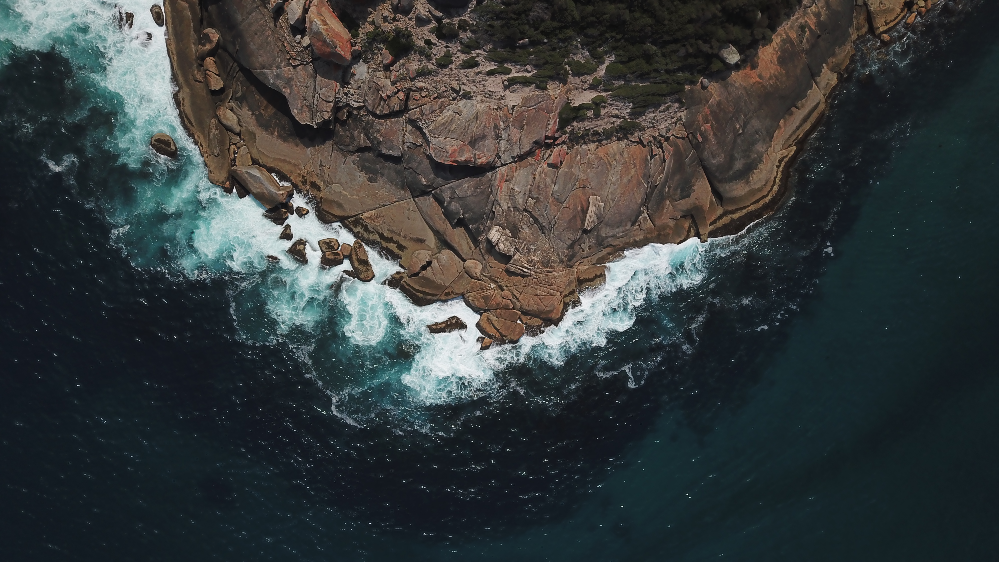 Aerial drone shot over coastline